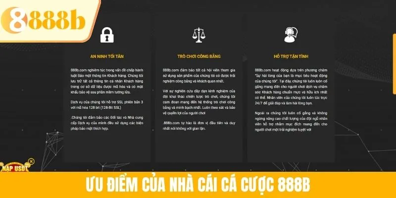 Ưu điểm của nhà cái cá cược 888B