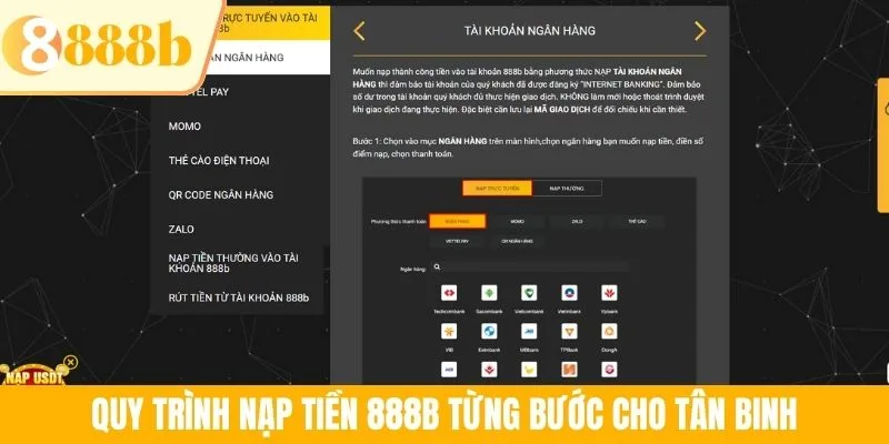 Quy trình nạp tiền 888B từng bước cho tân binh